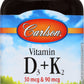 Carlson Vitamin D3+K2 60 Vegetarian Capsules Front of Bottle