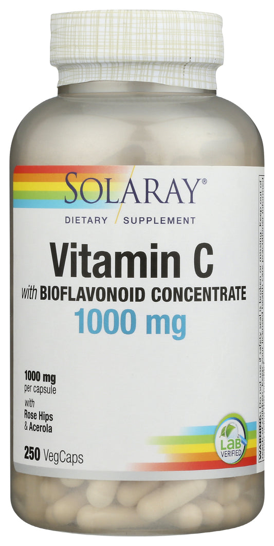 Solaray Vitamin C with Bioflavonoid Concentrate 1000mg 250 VegCaps Front of Bottle