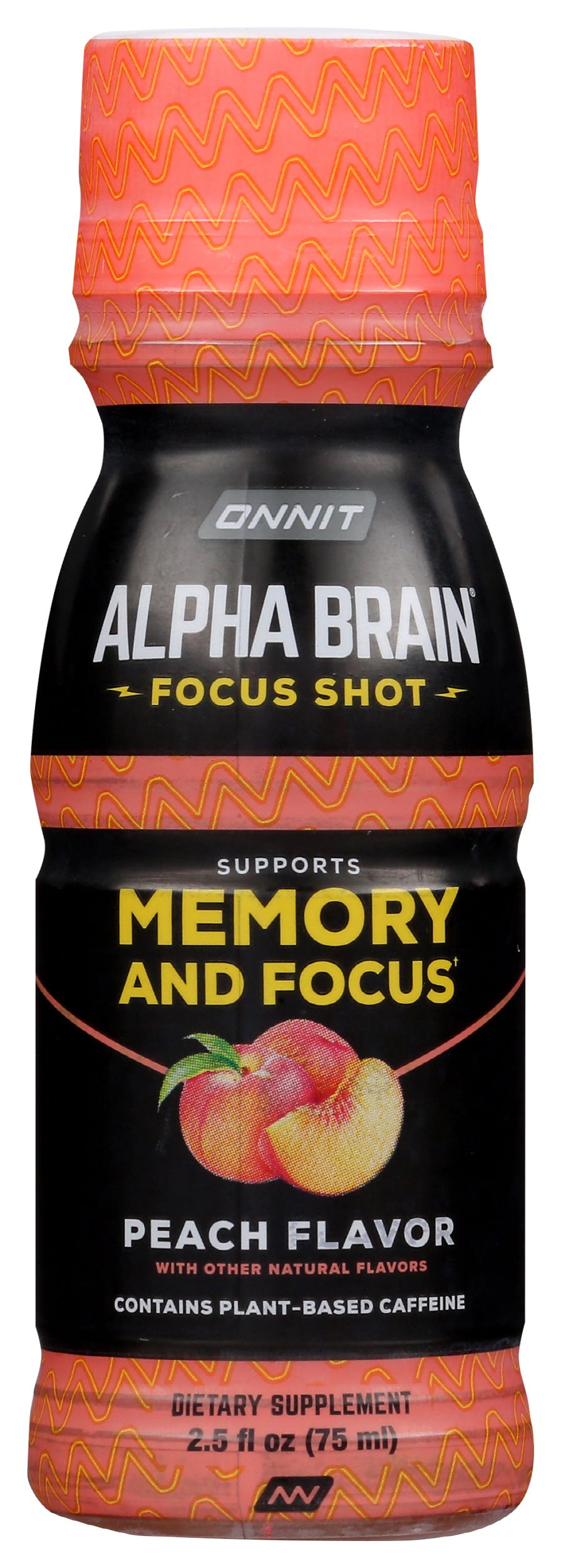 Onnit Alpha Brain Focus Shot Peach Flavor 2.5 fl oz