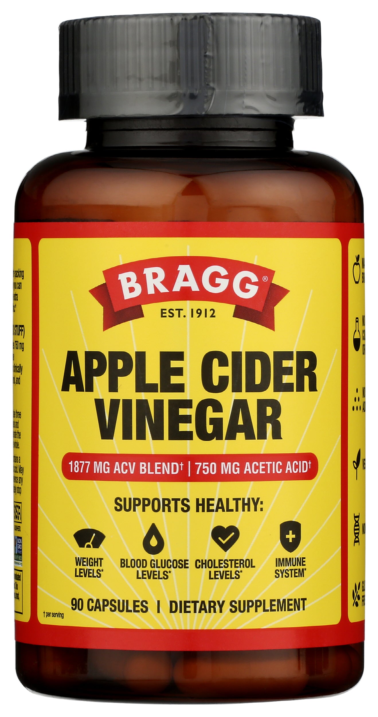 Bragg Apple Cider Vinegar 90 Capsules Front