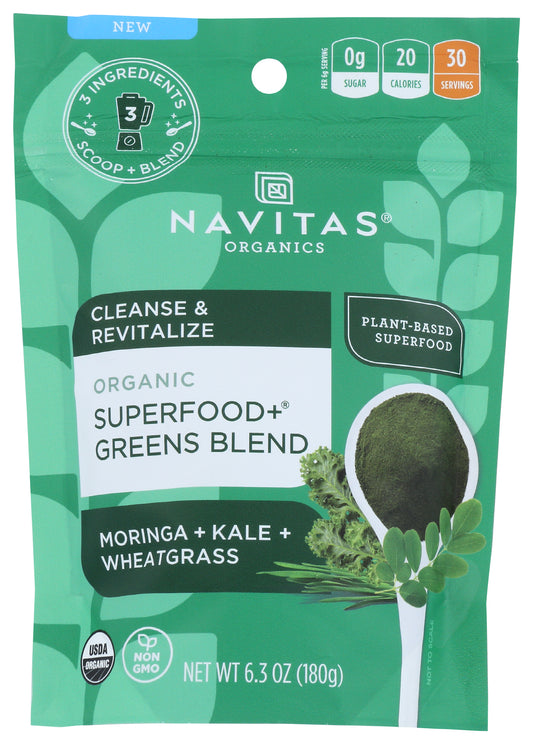 Navitas Organics Superfood+ Greens Blend 6.3oz Front of Bag