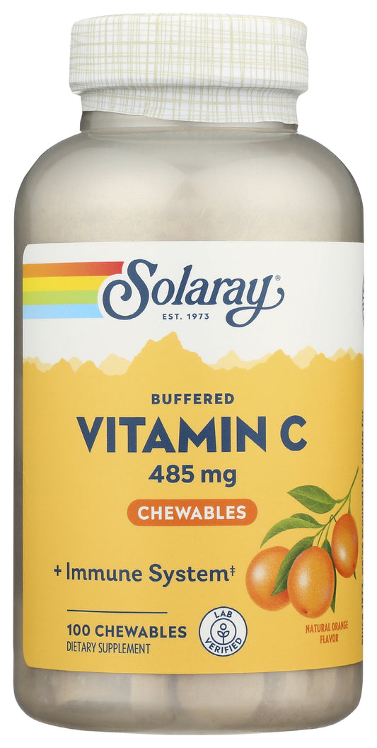 Solaray Buffered Vitamin C 485mg 100 Chewables Front of Bottle