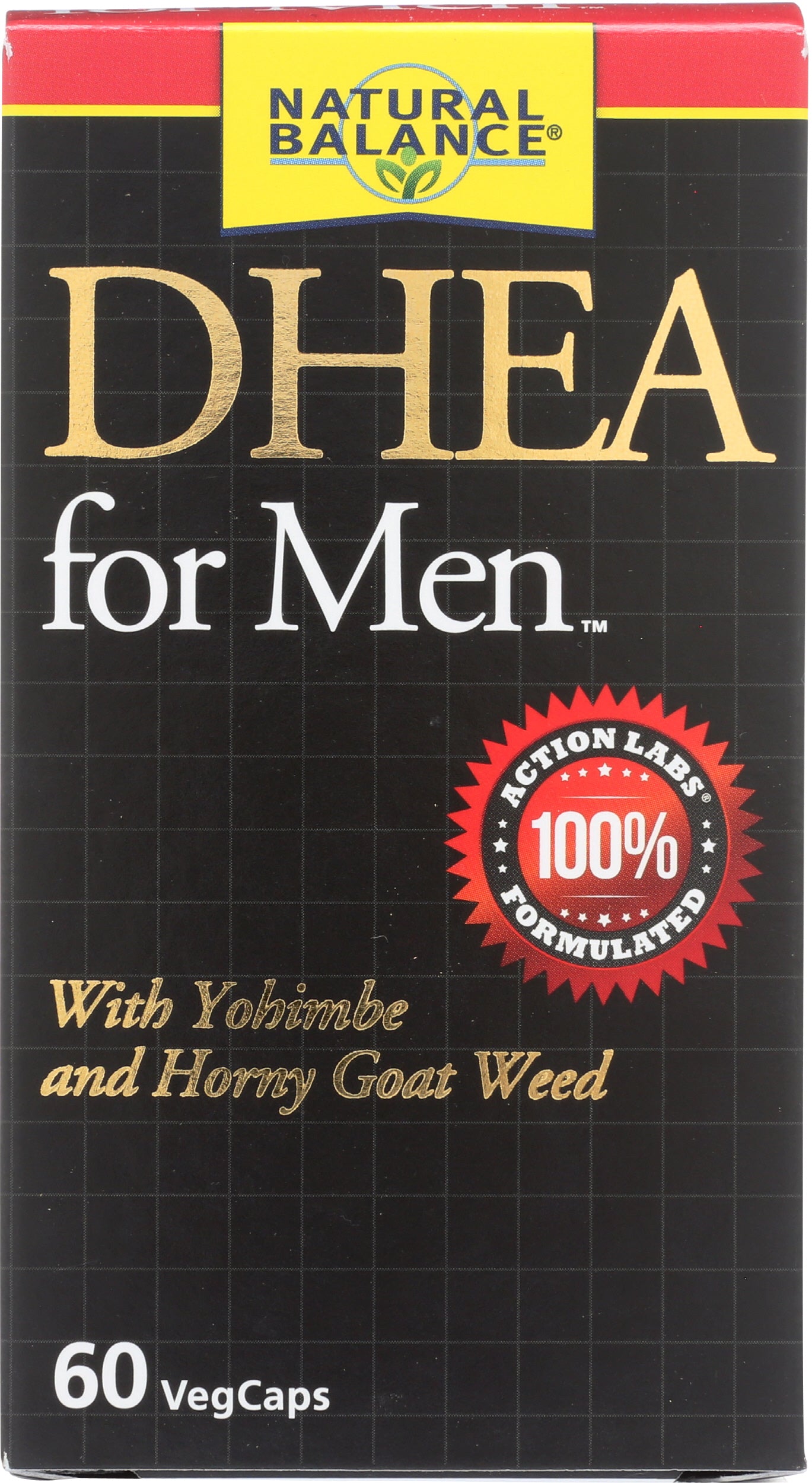 Natural Balance DHEA for Men Yohimbe and Horny Goat Weed 60 VegCaps Front of Box
