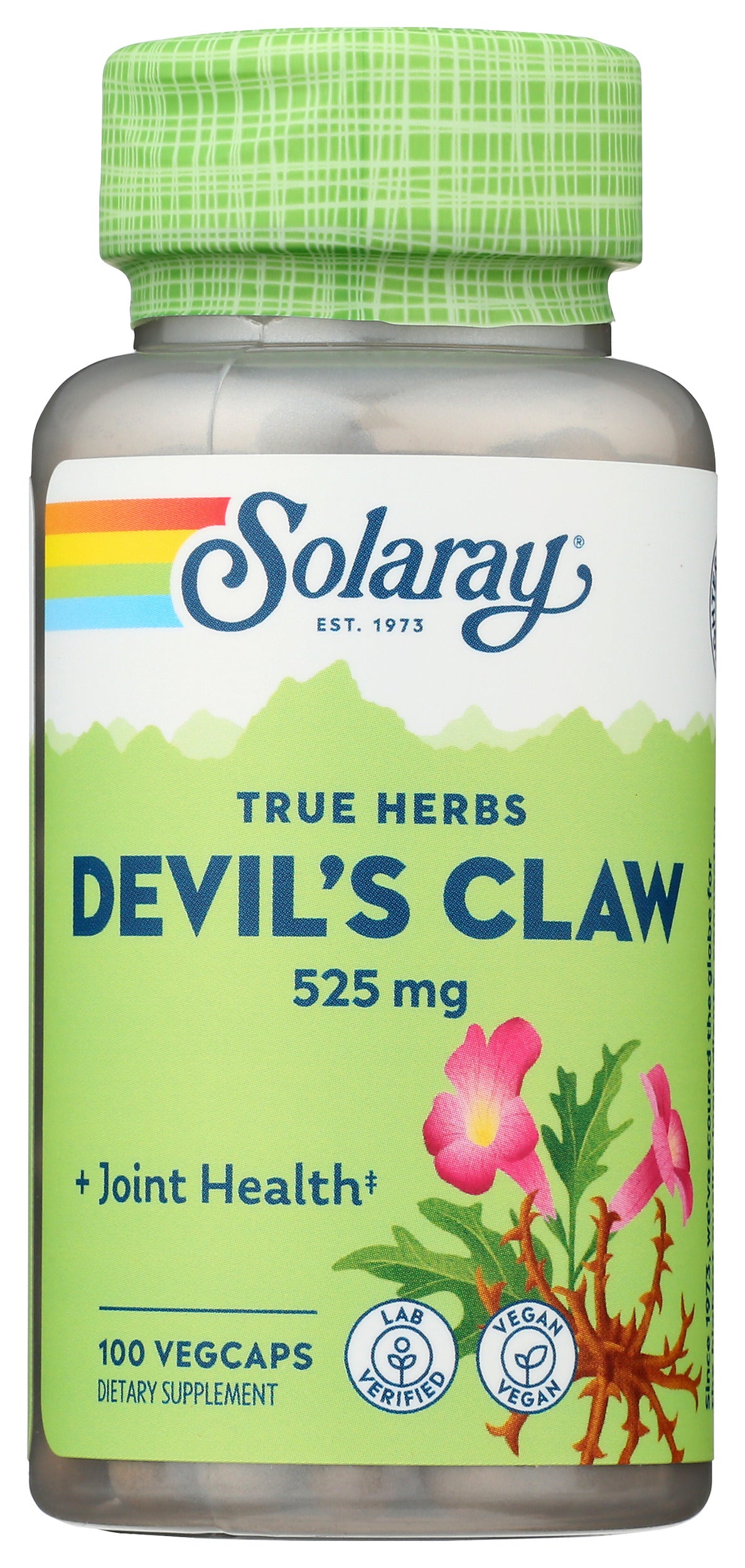 Solaray Devil's Claw 525 mg 100 VegCaps Front of Bottle