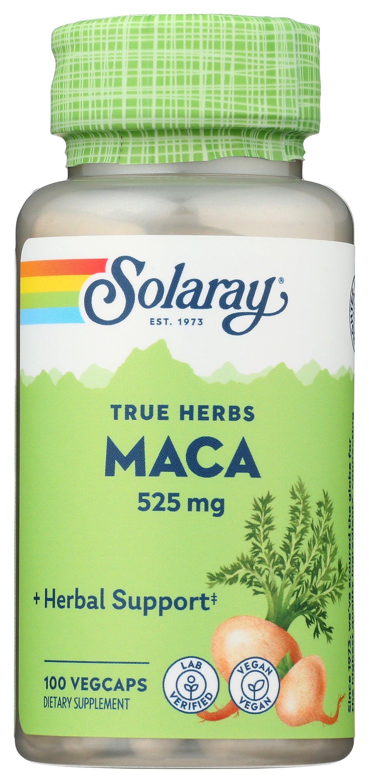 Solaray Maca Root 525mg 100 VegCaps Front of Bottle