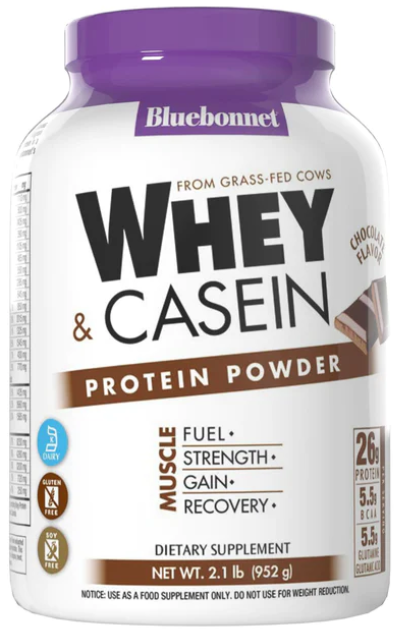 Bluebonnet Whey & Casein Chocolate Flavor Protein Powder 2.1 lb