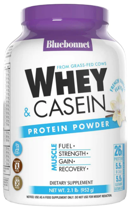Bluebonnet Whey & Casein French Vanilla Flavor Protein Powder 2.1 lb