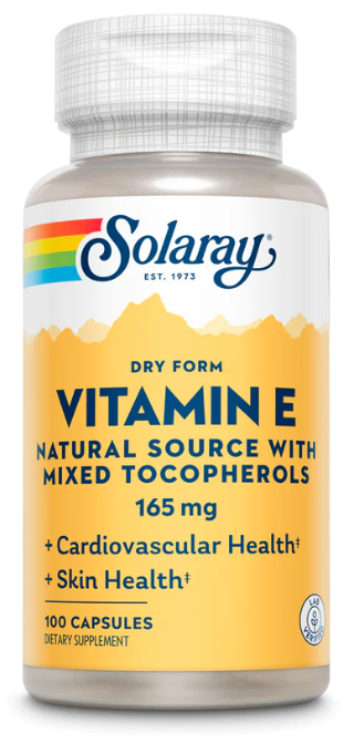 Solaray Dry Form Vitamin E 165mg 100 Capsules