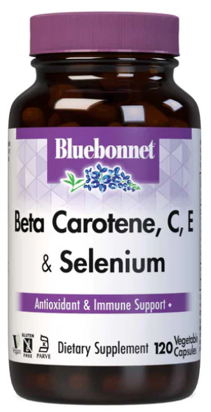 Bluebonnet Beta Carotene, C, E & Selenium 120 Vegetable Capsules