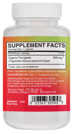 Eclectic Herb Fenugreek 600 mg 50 Veg Caps