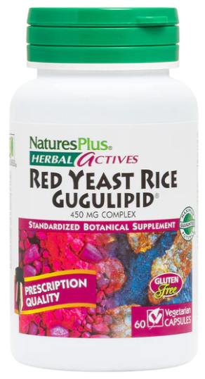 NaturesPlus Herbal Actives Red Yeast Rice Gugulipid 450 mg Complex 60 Vegan Capsules