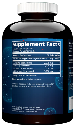MRM Nutrition BCAA+G 6000 Muscle Recovery 150 Capsules