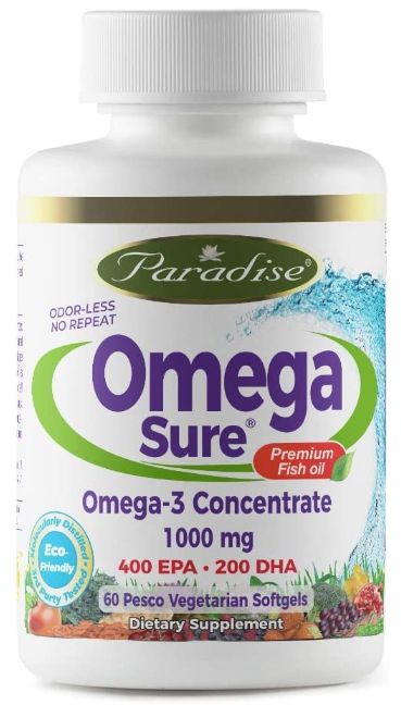 Paradise Omega Sure 1000 mg + 400 EPA + 200 DHA 60 Softgels