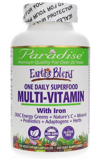 Paradise Earth's Blend Multivitamin With Iron 120 Capsules