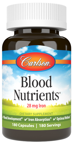 Carlson Blood Nutrients 28mg Iron 180 Capsules