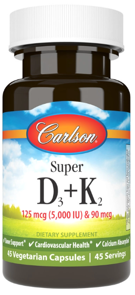 Carlson Super D3+K2 45 Vegetarian Capsules