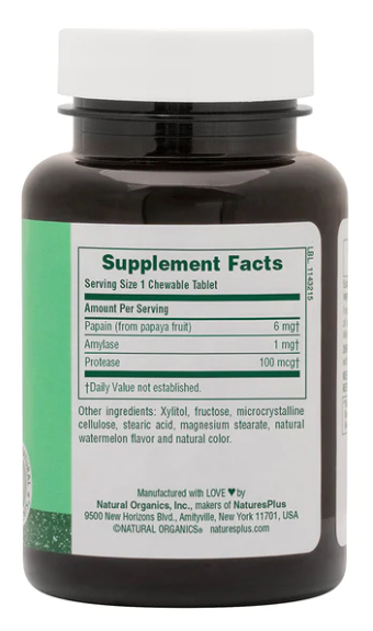 NaturesPlus Papaya Enzyme 180 Chewable Tablets