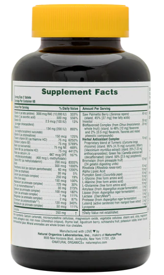 NaturesPlus Source of Life Men Iron-Free Multivitamin 120 Tablets