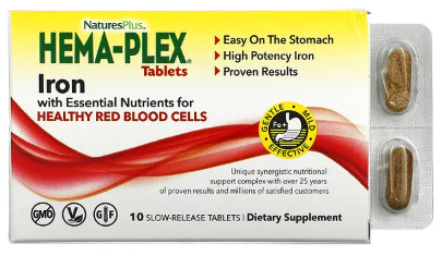 NaturesPlus Hema-Plex Iron 10 Slow-Release Tablets