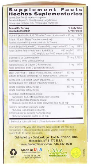 Bio Nutrition Urilow Uric Acid Support 60 Vegetarian Capsules