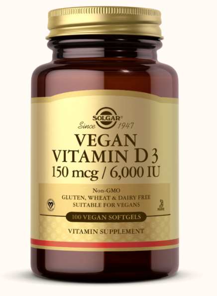 Solgar Vegan Vitamin D3 6,000 IU 100 Soft Gels